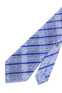 STEFANO RICCI Pleats Tie  blue × silver gray
