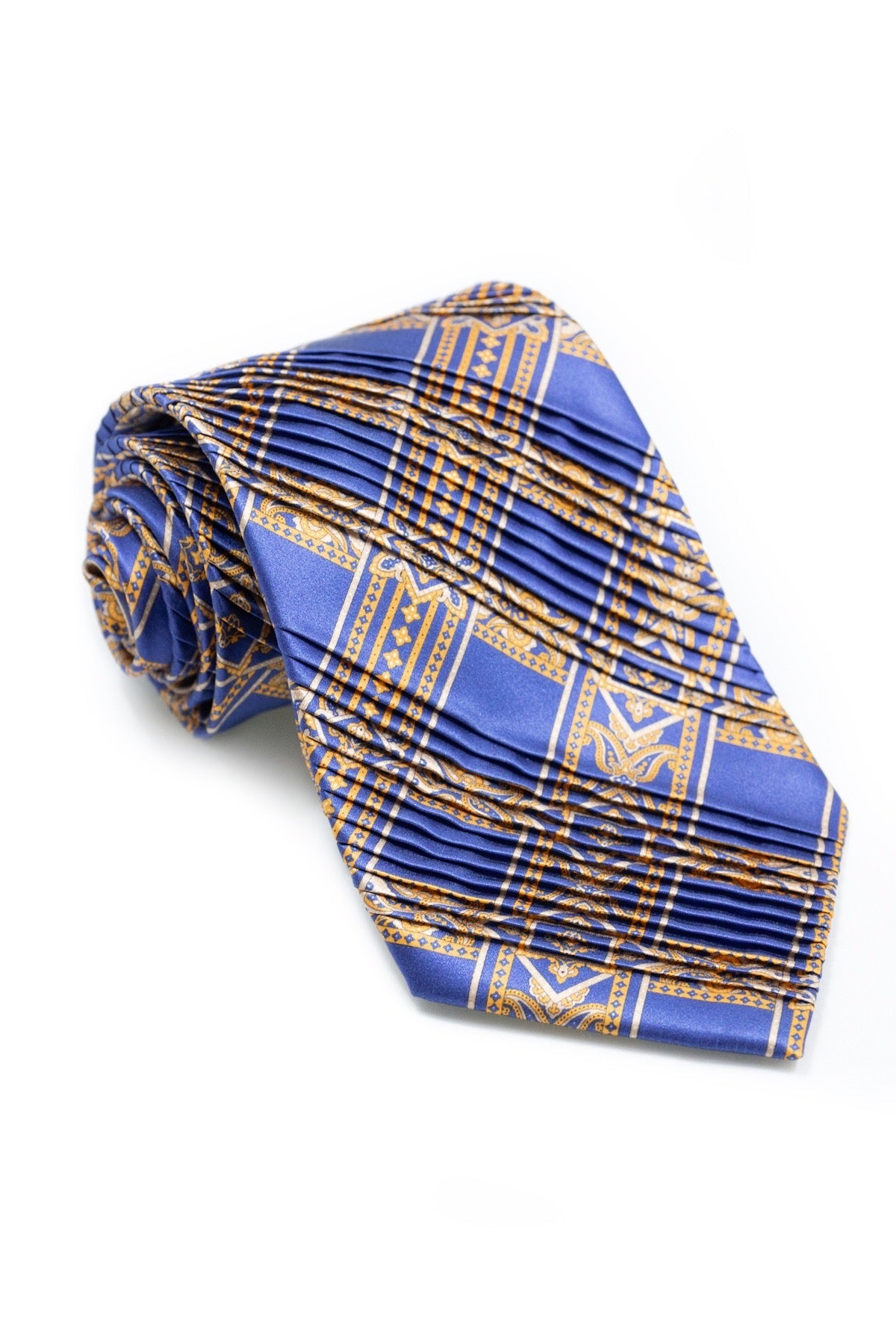 STEFANO RICCI Pleats Tie  blue × yellow